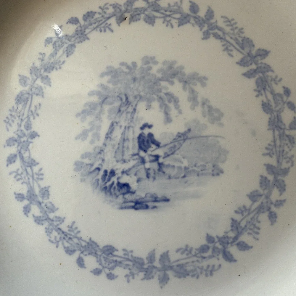 2 Antique J. Clementson Blue Transfrerware 